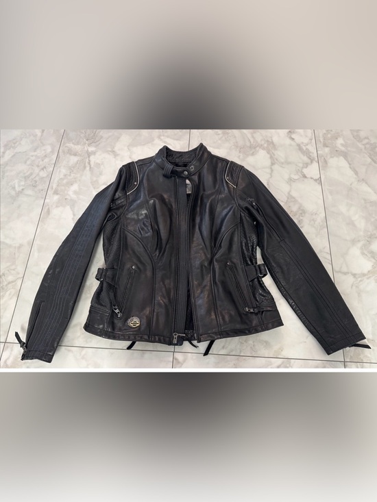 Harley-Davidson Jackets & Blazers - Harley-Davidson 115th Anniversary Black Leather Jacket Womens Large Motorcycle